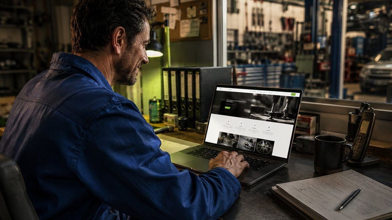 Moderner Monitor mit frischer Webseite, alte Tastatur beiseitegelegt — Sinnbild fuer einen Relaunch