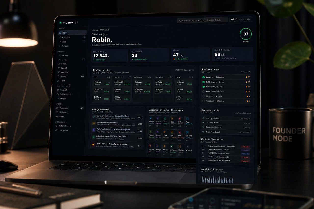 Eigenes System — Ascend OS Dashboard mit CRM, Terminen und Automationen