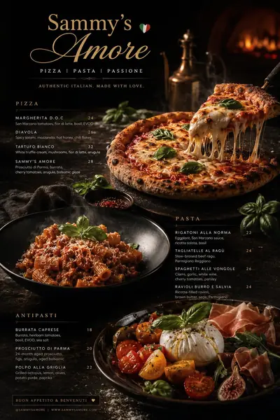 Digitale Speisekarte Sammy's Amore — Beispiel Restaurant